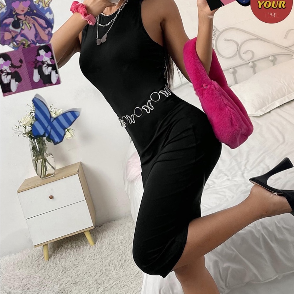 Black cut out bodycon dress no chain